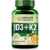 Himalayan Organics Vitamin D3 with K2 as MK7 supplement - 120 Veg Tablets