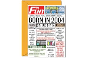 STUFF4 21st Birthday Cards for Women Men - Born In 2004 Newspaper - Happy 21 Birthday Card for Daughter Son Cousin Vintage Retro Back In 2004, 5x7 Inch Bday Greeting Cards