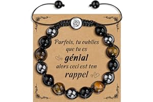 YELUWA Cadeau Homme Bracelet de Perles, Bracelet Pierres Naturelles d'amitié Porte-bonheur, Bijoux Homme Cadeau Anniversaire Noël Fête des Pères Cadeaux Pour Papa Grand Pere Mari Copain Couple