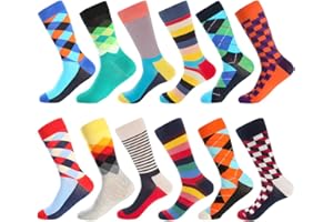 BONANGEL Chaussettes amusantes pour homme, colorées et amusantes à motifs, en coton peigné, chaussettes de bureau, mi-mollet cool, design unique et frappant