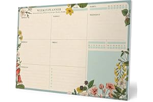 ‎GRUPO ERIK Kokonote Wochenplaner Tischkalender Block - Kalender Planer Botanical - Tischplaner A4 ohne festes Datum - Schreibunterlage auf Englisch