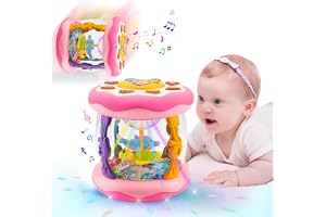 Babyleksak från 1 2 år med musik och ljus, musikalisk Montessori babyleksak från 6 9 12 18 månader, krypande inlärning sensorisk barnleksak födelsedagspresent 1 2 år flicka pojke