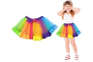 EUPSIIU Confezione da 1 gonna tutù per ragazze, gonna tutù arcobaleno, gonna tutù con volant a strati arcobaleno per ragazze, tutù neon per bambine, ragazze, donne, principessa balletto, tutù per