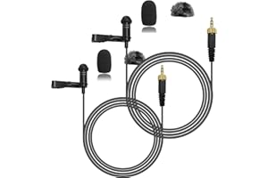 NewTH 2 Pack Lavalier Lapel Microphone Omnidirectional Condenser Wired Mic for Sennheiser Wireless Transmitter EW100 G4 G1 G2 G3, EWD1, ME2, ME3, ME4 (2-Pack 3.5mm Screw Lock Plug only for Sennheiser)