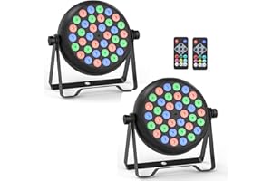 Rtktoup 2PCS Fari Par LED D MX RGB, 36W Luce di Scena con Telecomando e 4 Modalità di Controllo, Luci del Palcoscenico per Natale Halloween Discoteca Show Concerti Feste
