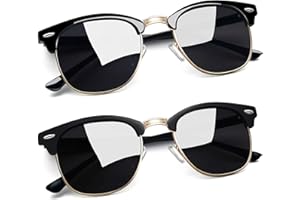 Joopin Polarizadas Gafas de Sol Hombre y Mujer Medio Marco Cuadradas Clásicas Retro Vintage Protección UV400 para Conducción Playa Pesca Golf