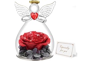 Miofula Rose Eternelle Coffret Cadeau Femme,Fleur Eternelle Figurine Ange Cadeau Maman,Flowers Cadeau Anniversaire Femme Maman,Guardian Angel Cadeaux Noel Fete des Meres pour Maman Mamie Belle Mere
