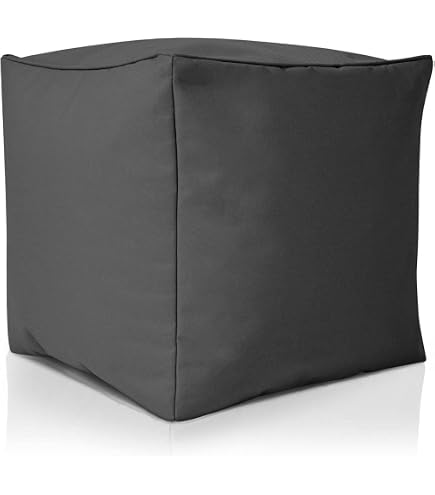 Mokebo® Outdoor Pouf O. Hocker Für Balkon & Garten 'Der Ruhestifter' Sitzhocker Eckig, Bodenkissen, Sitzwürfel, Sitzpouf, Fußhocker & Beistelltisch Mit EPS-Perlen Füllung In Steingrau