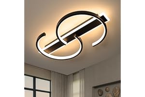 ‎LUOLONG LUOLONG LED Ceiling Light Dimmable Ceiling Light Black Living Room Lamp 35 W with Remote Control 2 Rings Circle Ceiling Light Bedroom Lamp Study Room Office Modern LED Ceiling Lighting 40 cm Black