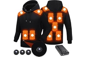 NEEMOSI Beheizbarer Hoodie mit Akku 27000mAh 7.4V 11 Heizzonen 3 Heizstufen Elektrische Beheizte Heizweste Kapuzenpullover für Herren Damen Casual
