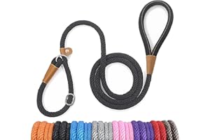 lynxking Schleppleine für Hunde Hundeleine Retrieverleine Führleine Zugleine für kleine mittelgroße große Hunde (Black, Zugstopp-1.3cm x 180cm)