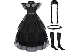 Berich Dress for Girls Black Dress World Book Day Costumes for Girls Princess Black Costume Kids Halloween Fancy Dress up