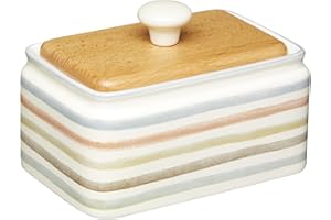 KITCHENCRAFT Kitchen Craft KCCCBUTTER Beurrier avec Couvercle, Bois, Multicolore, 15 x 11 x 9.5cm