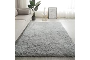 Swsen Tappeto Soggiorno Super Morbido - Tappeti Shaggy Soffice Lato Lavabile - Moderno Tappeto Inferiore Antiscivolo a Pelo Lungo Tappeti a Pelo Lungo 40 x 120CM, Grigio argento