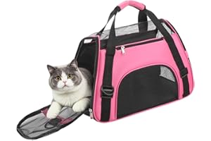 SIQITECH Hundetasche Netzgewebe Atmungsaktiv Katzentransportbox Faltbar Hundetragetasche Waschbar Matte Kleintiertasche Einstellbar Schultergurt Katzentasche Abnehmbar Transporttasche Hunde Katzen Welpen