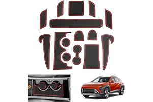 [UK RHD] GAFAT Compatible with New Hyundai Kona SX2 Hybird (Electronic Petrol) 2024 2025 2026 Non-Slip Mats, Kona 2024 Car Mats Rubber Centre Console Drink Holder Door, Kona 2024 Accessories (Red)