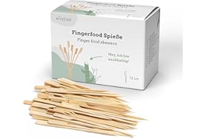 WISEFOOD Wiseware Lot de 250 brochettes en bambou 12 cm – Brochettes pour barbecue – Couverts jetables – Biodégradables – Naturel, stable, respectueux de l'environnement