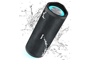HEYSONG Portable Bluetooth Speaker, Waterproof Outdoor Speakers with LED Light, Enhanced Bass, IPX7 Floating, 40H Play, TF Card, True Wireless Stereo for Party, Shower, Biking, Gifts for Men