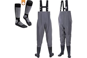 smartpeas Scafrando Da Pesca En Pvc Con Stivali Para Uomo - Perfetti Come Waders/Trampolieri Traspirante – Taglia 39-48 +1 Paio Di Calze Termiche