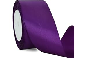 TONIFUL Rouleau de ruban de satin violet foncé de 5cm x 22M de large pour travaux manuels, chaises, emballages cadeaux, cartes d'invitation, nœuds floraux, mariage, décoration de voiture