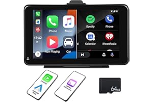 CAMECHO Carplay Screen for Car with Backup Camera, 7 inch Portable Touch Screen Car Stereo with Wireless CarPlay and Android Auto with 64GB TF card Bluetooth Hands Free Call MirrorLink/GPS/Siri/FM/Aux