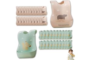 PMELCXD 40 Unidades Baberos Desechables, Baberos Impermeables y Absorbentes de Alimentación, Ajustables para Casa o los Viajes, Aptos para Niños