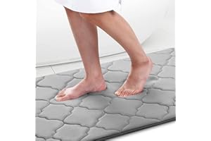 Homaxy Antypoślizgowy dywanik łazienkowy z pianki z pamięcią kształtu, miękki, chłonny dywanik łazienkowy, nadaje się do prania, łatwy w pielęgnacji, 60 x 90 cm, szary