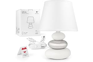 Urban Lifestyle Lena - Lámpara de mesa, diseño de 3 piedras (blanco)