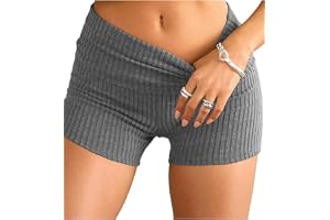 Vik över stickade shorts för kvinnor Y2k elastisk midja smala yoga shorts vardaglig enfärgad låg midja lounge joggingshorts byxor rumpa kort