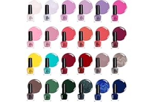 B4B Set de vernis à ongles sans gel – 24 couleurs, flacons de 5 ml avec finition brillante, pastel, pailletée, mate & métallique, fabriqué dans l’UE (Set B, 24 couleurs)