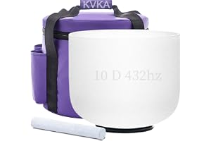 KVKA 25 cm ljudskålar, 432 Hz D note 10 tum vit chakra ljud läkande ljudskål för meditation stressminskning avkoppling med bärväska