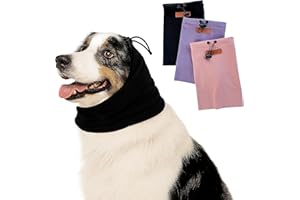 Colenumone Dog Snood Ear Protector - Capucha calmante y Calentador de Cuello/Orejas con cordón Ajustable, para aliviar la ansiedad, cuidar y Clima frío, (Negro,L)