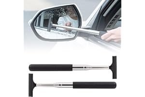 QESSUVNC 2 tergicristalli retrovisori per auto, mini estrattori per specchietto retrovisore, portatile, con asta lunga regolabile da 98 cm