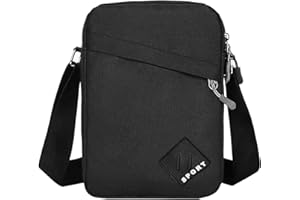 FuninCrea Mens Shoulder Bag Small Messenger Bag with Zipper and 4 Pockets, Waterproof Small Crossbody Bag for Men Sling Bag with Adjustable Shoulder Strap for Working Travelling