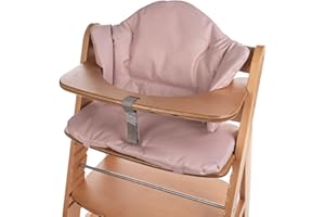 aMami Hauck Two Piece High Chair Cushion - Handmade - Waterproof Oxford Fabric - Anti-Allergic - Comfortable Velcro Pad - Pink