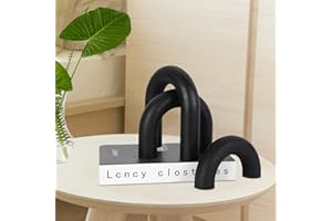 Yunjuhop 3 piezas de madera para decoración de mesa de café, decoración de arco bohemio de granja, dormitorio, oficina, escritorio, sala de estar, estantería moderna para el hogar (negro)