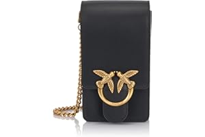 Pinko Love One Smart Jedwabne Cielęce, Akcesoria Podróżne-Torebka Damska Neck Z99Q_Black-Antique Gold, 12, Z99q_czarno-antyczne złoto, 12