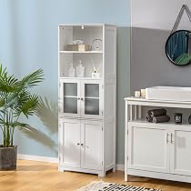 Meuble De Rangement COSTWAY 30x40x70 Cm - Blanc | Étagère Réglable | Porte Fermée | Pour Salle De Bain Ou Salon