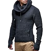 Leif Nelson Men's Pullover Knit Sweater Chunky Knit Shawl Collar LN