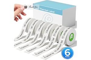 ODOLPIN 6 Rolls Compatible with Nelko P21 Label Maker Tape, 14x40mm (0.55"x1.57"), Thermal Label Tape Replace for Nelko P21,NADAIIN N12,ORGBRO X1,ORGSTA S001 Maker, 180 Labels/Roll, Transparent