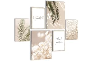 NOVART Quadros Boho Pampas Grass - Nessuna Cornice Necessaria - Collage Moderno Beige - Camera Da Letto Del Soggiorno - N005863a