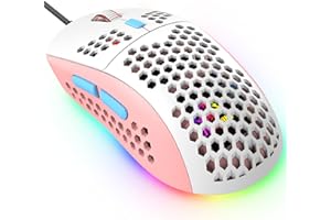 KUIYN 383 PRO Mouse da gioco cablato ultraleggero, guscio leggero a nido d'ape, 6 mouse retroilluminati con respirazione RGB, 6 DPI regolabili 6400, mouse Aerox modello ottico USB per Win10/XP/Xbox/PS