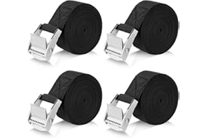 Romon Cinghie di Fissaggio 5M, Set di 4 Cinghie a Cricchetto con Fibbia da 25MM, Sicura del Carico Resistenza Fino a 250KG, Cinghia di Ancoraggio con Chiusura per Moto Bicicletta Truck