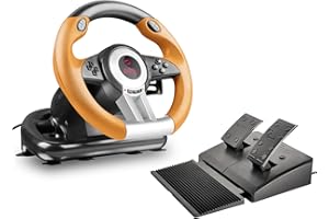 Speedlink DRIFT O.Z. - USB Volante para juegos de ordenador, color negro y naranja