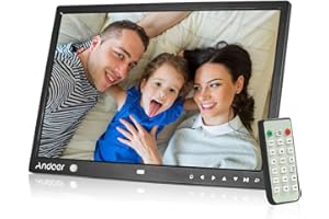 Andoer 15 Zoll Digital Fotorahmen LED Bildrahmen Album Desktop 1280 * 800 HD eBook/Uhr/Kalender mit Bewegungsmelder Sensor, Touch Tasten und Fernbedienung, Weihnachts- und Geburtstagsgeschenk