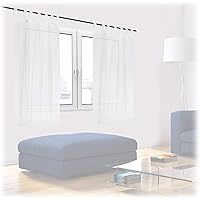 Relaxdays Gardinen 2er Set, HxB: 145x140 cm, halbtransparente Vorhänge, Wohn- & Schlafzimmer, Schlaufengardinen, weiß