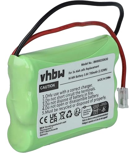 Batterie 2000mAh 3.6V Vhbw Batterie Compatible Avec Tyro TY 55.00.56 Télécommande Remote Batterie Rechargeable Ni-MH