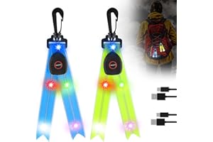 Vaileal LED Blinklicht Schulranzen - 2er USB Aufladbar Kinder Reflektoren Blinklicht Schulranzen Sicherheitslicht, wasserdichte Sicherheit Licht Reflektor Anhänger für Schulranzen