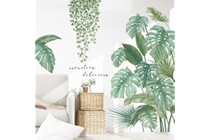 Wajade Wall Stickers Flower Leaves Wall Murals Removable Self-Adhesive Decals Art for Bedrooms Living Rooms (Monstera Deliciosa)