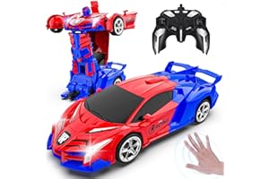 Yellcetoy Transform Macchina Telecomandata Giocattoli, Spider Auto Robot con Gesti della Mano Sening Luce lampeggiante Musica ed Effetto Sonoro, 2,4G RC Cars con Batterie Regalo per Bambini 3-10 Anni